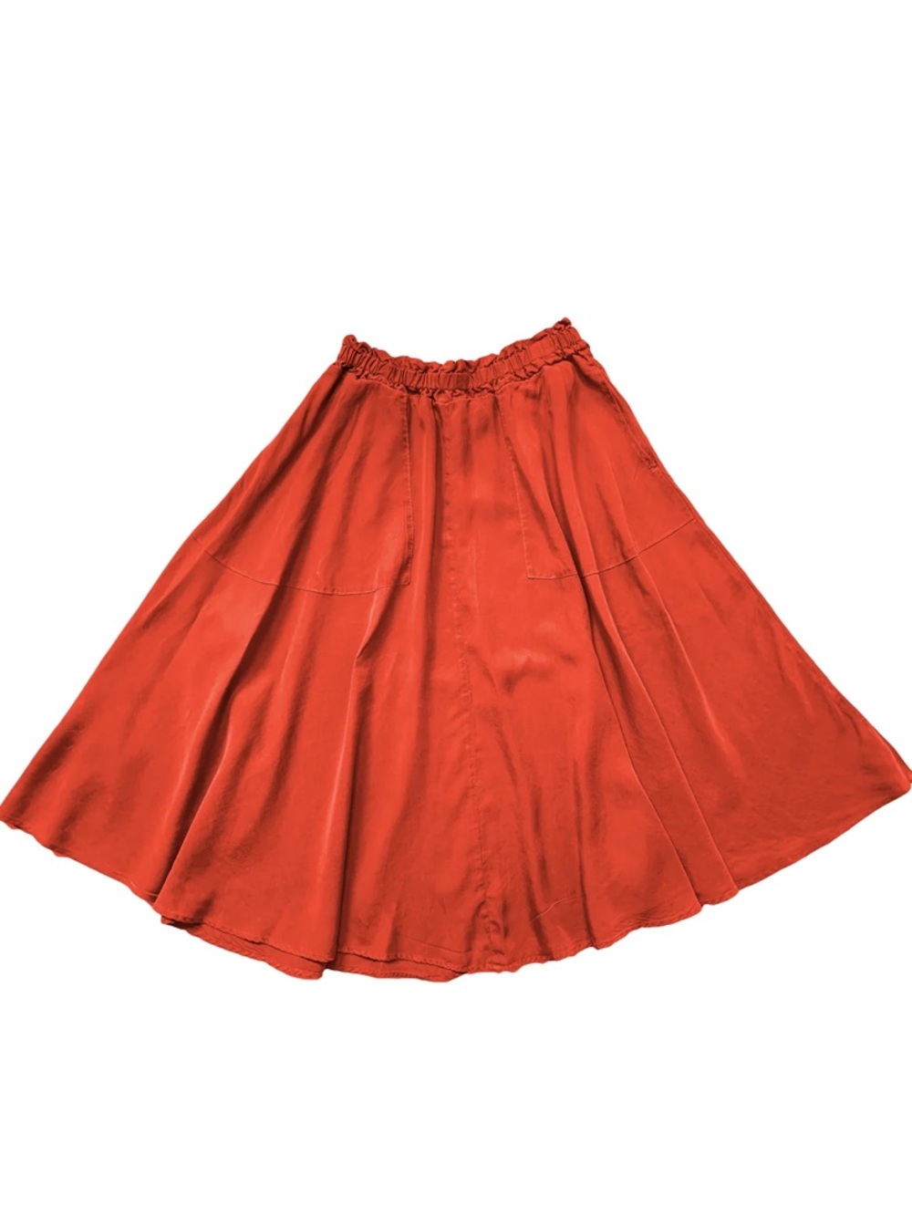Curator SF Grace Skirt Poppy Red Midi Skirt with Elastic Waistband